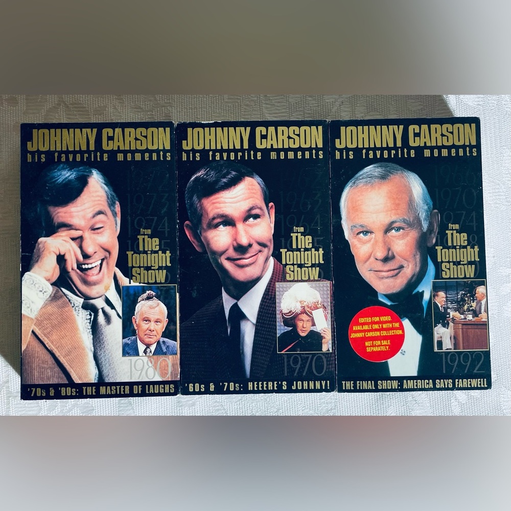 Johnny Carson 3 vhs His Favorite Moments from the Tonight Show 60s 70s 8…